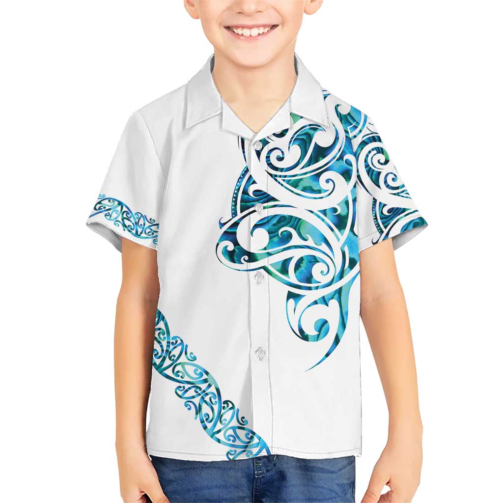 All White Maori Tribal Tattoo Personalised Kid Hawaiian Shirt Polynesian Style