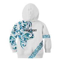 All White Maori Tribal Tattoo Personalised Kid Hoodie Polynesian Style