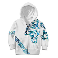 All White Maori Tribal Tattoo Personalised Kid Hoodie Polynesian Style