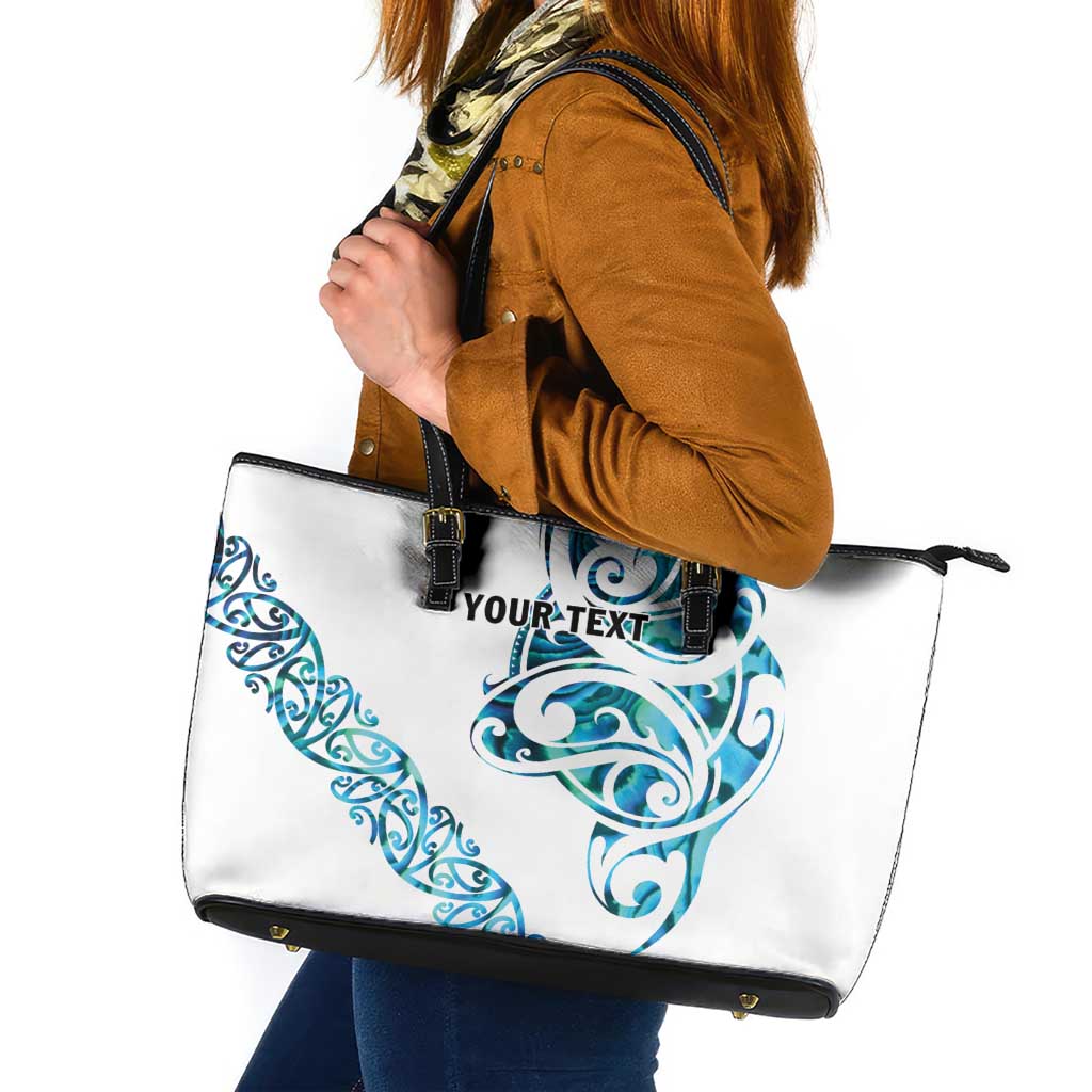 All White Maori Tribal Tattoo Personalised Leather Tote Bag Polynesian Style LT9 White - Polynesian Pride