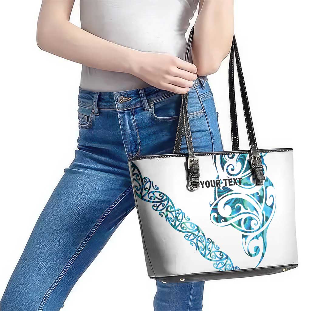 All White Maori Tribal Tattoo Personalised Leather Tote Bag Polynesian Style