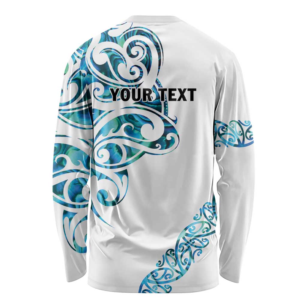 All White Maori Tribal Tattoo Personalised Long Sleeve Shirt Polynesian Style