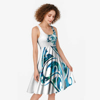 All White Maori Tribal Tattoo Personalised Midi Dress Polynesian Style - Polynesian Pride