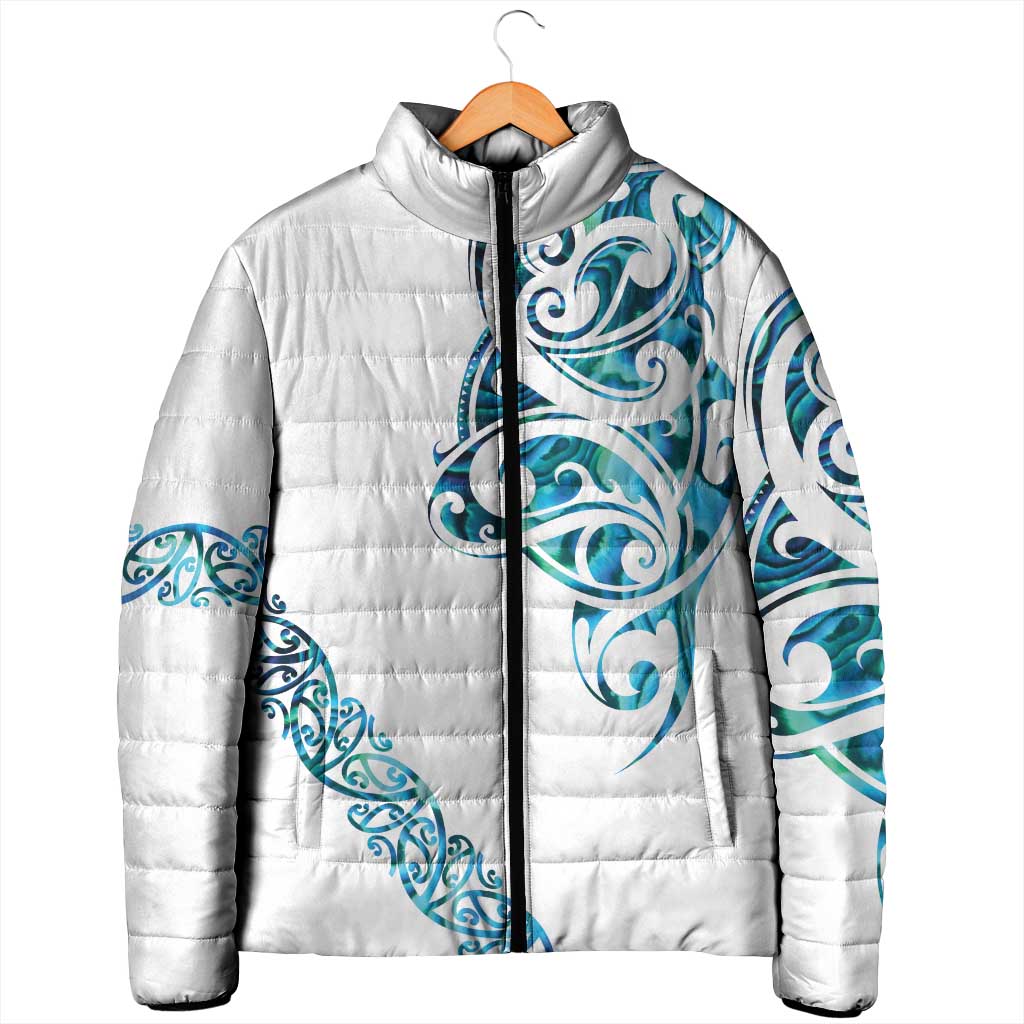 All White Maori Tribal Tattoo Personalised Padded Jacket Polynesian Style - Polynesian Pride