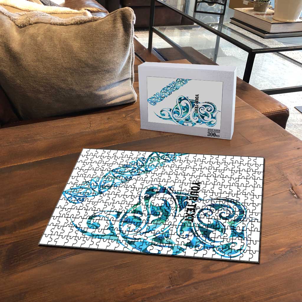 All White Maori Tribal Tattoo Personalised Puzzle Polynesian Style - Polynesian Pride