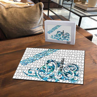 All White Maori Tribal Tattoo Personalised Puzzle Polynesian Style - Polynesian Pride