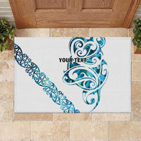 All White Maori Tribal Tattoo Personalised Rubber Doormat Polynesian Style LT9 White - Polynesian Pride