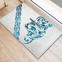 All White Maori Tribal Tattoo Personalised Rubber Doormat Polynesian Style LT9 - Polynesian Pride