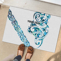 All White Maori Tribal Tattoo Personalised Rubber Doormat Polynesian Style LT9 - Polynesian Pride