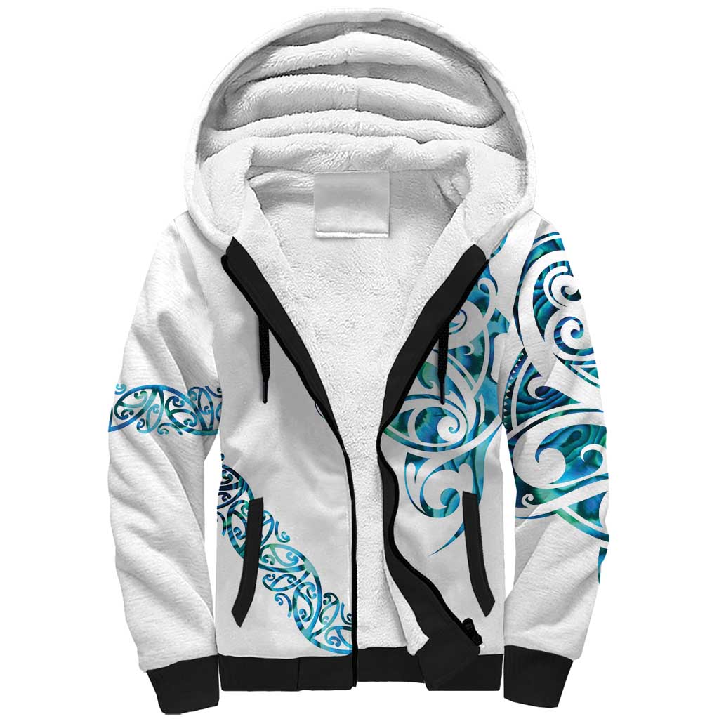 All White Maori Tribal Tattoo Personalised Sherpa Hoodie Polynesian Style LT9 Unisex White - Polynesian Pride