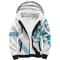 All White Maori Tribal Tattoo Personalised Sherpa Hoodie Polynesian Style LT9 Unisex White - Polynesian Pride