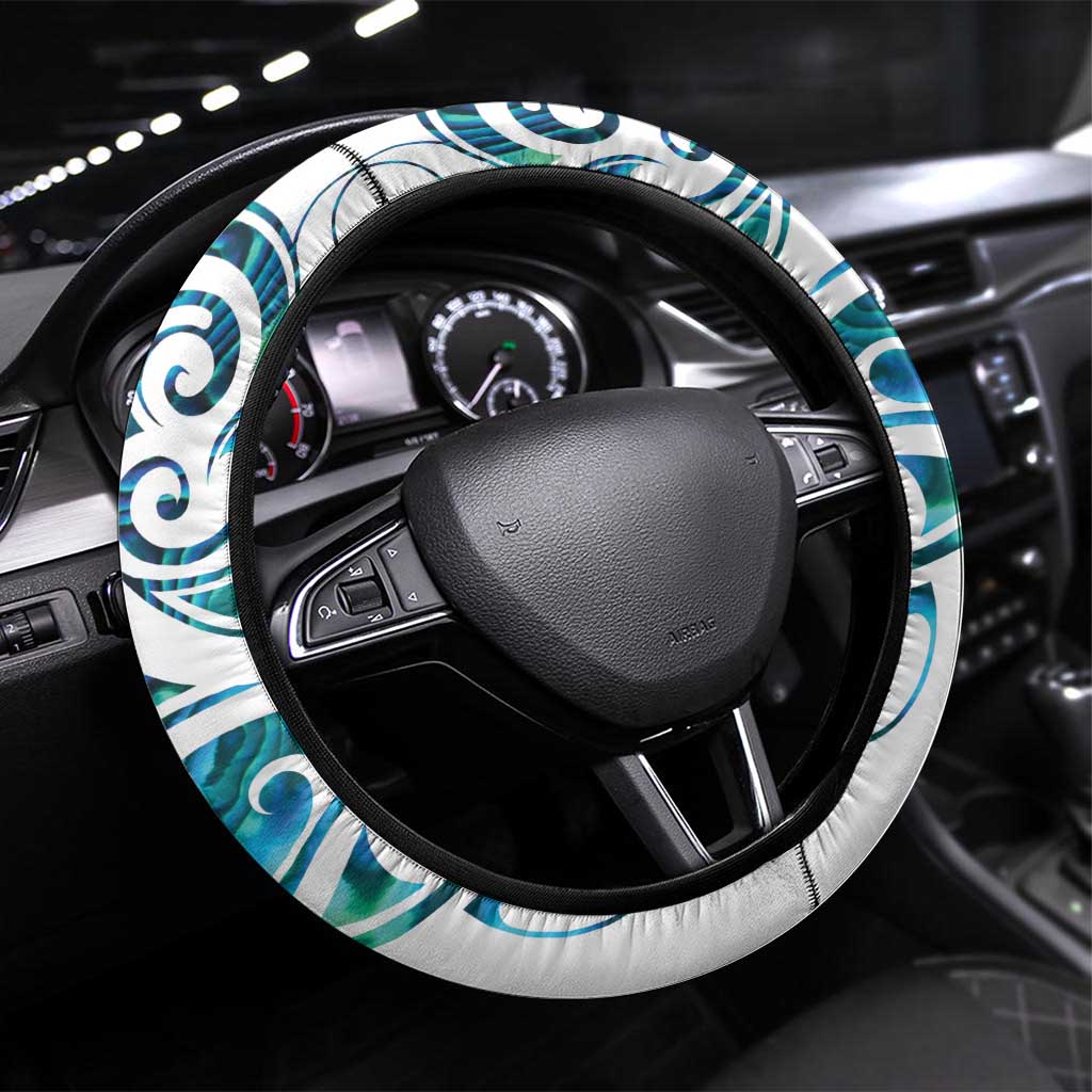 All White Maori Tribal Tattoo Steering Wheel Cover Polynesian Style LT9 Universal Fit White - Polynesian Pride