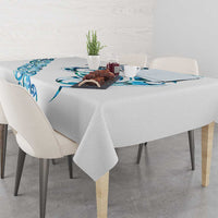 All White Maori Tribal Tattoo Personalised Tablecloth Polynesian Style