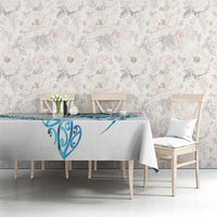 All White Maori Tribal Tattoo Personalised Tablecloth Polynesian Style