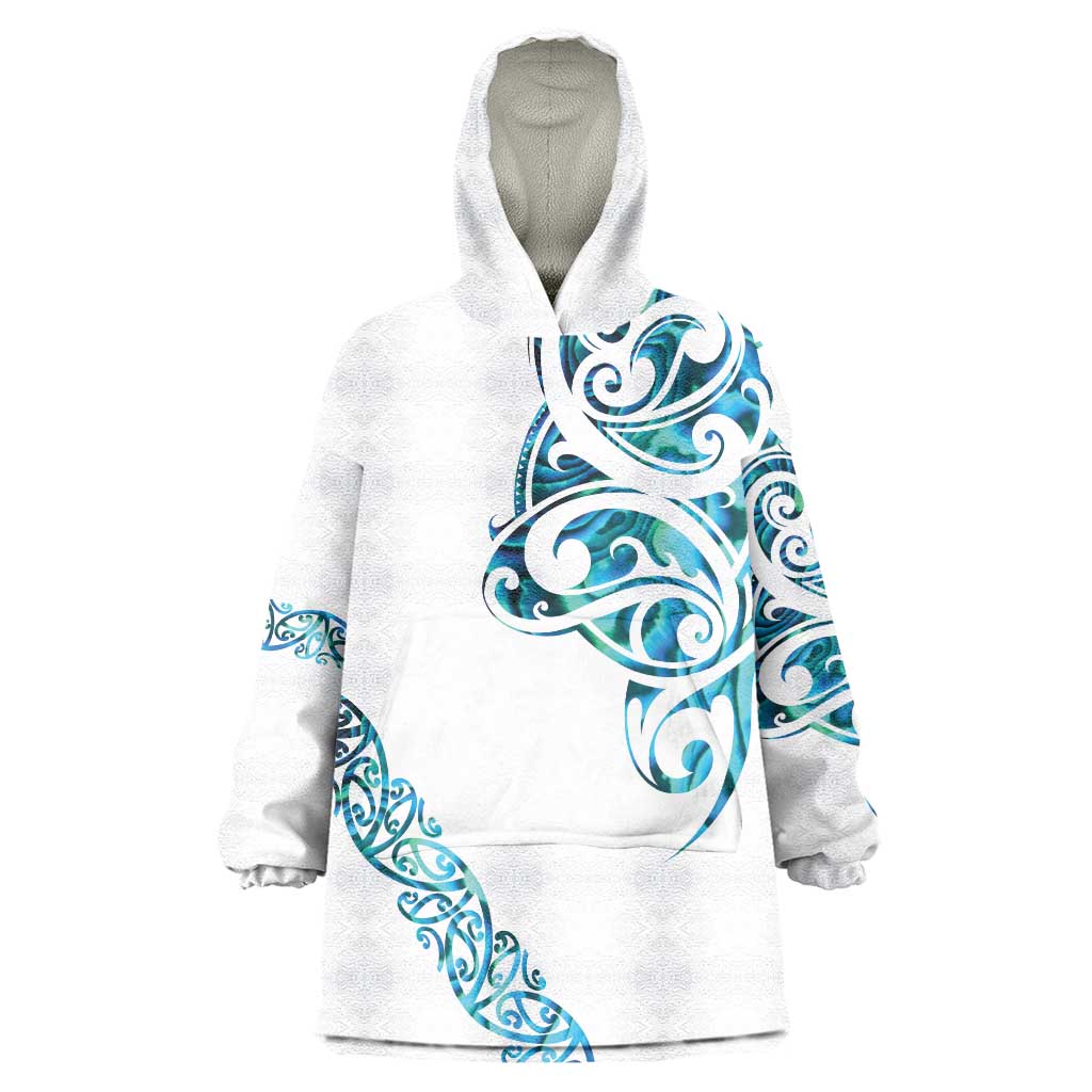 All White Maori Tribal Tattoo Personalised Wearable Blanket Hoodie Polynesian Style LT9 One Size White - Polynesian Pride