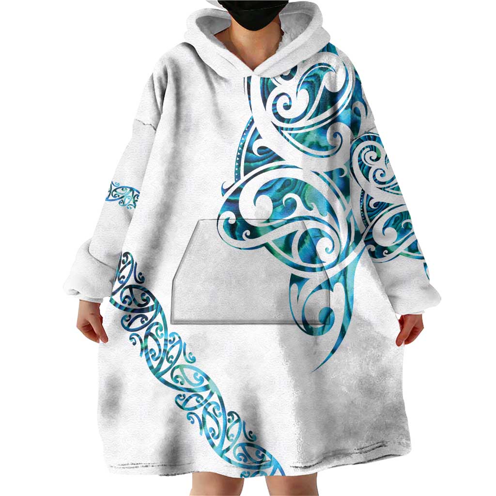 All White Maori Tribal Tattoo Personalised Wearable Blanket Hoodie Polynesian Style LT9 - Polynesian Pride