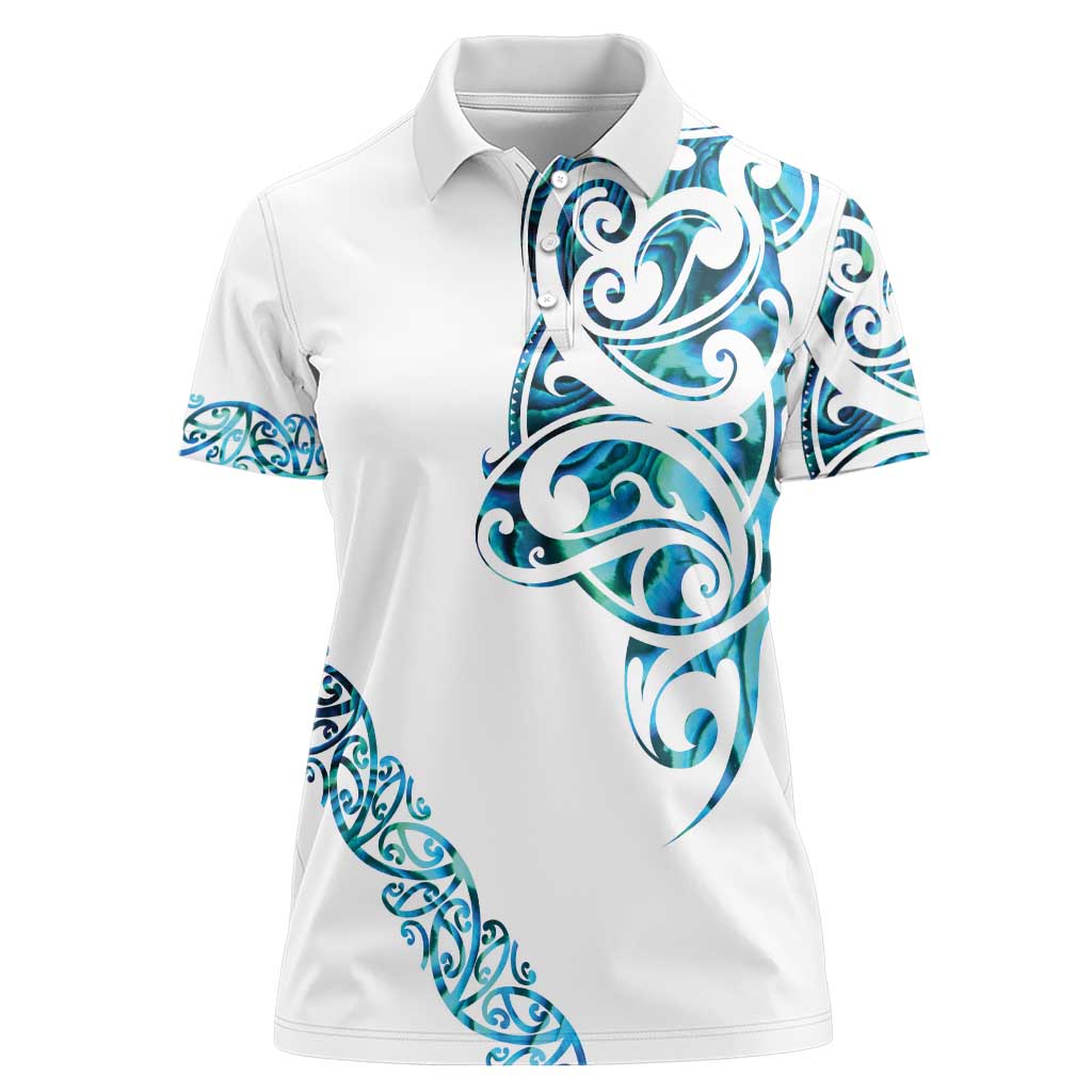 All White Maori Tribal Tattoo Personalised Women Polo Shirt Polynesian Style