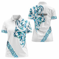 All White Maori Tribal Tattoo Personalised Women Polo Shirt Polynesian Style