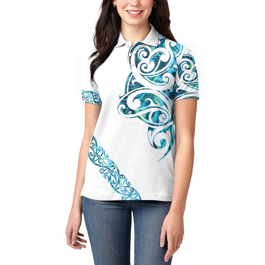 All White Maori Tribal Tattoo Personalised Women Polo Shirt Polynesian Style
