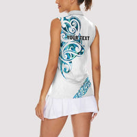 All White Maori Tribal Tattoo Personalised Women Sleeveless Polo Shirt Polynesian Style