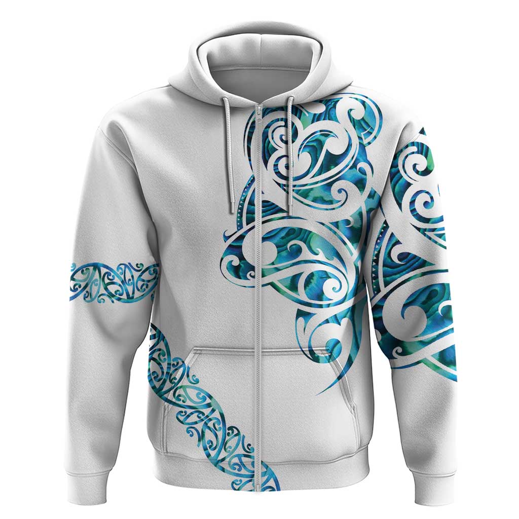 All White Maori Tribal Tattoo Personalised Zip Hoodie Polynesian Style LT9 Zip Hoodie White - Polynesian Pride
