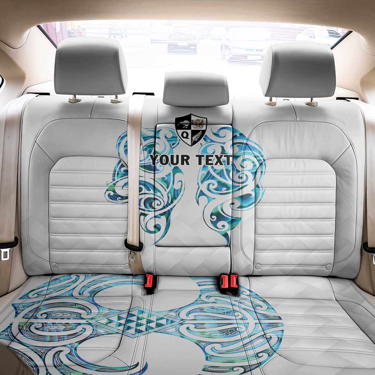 Queensland Maori Kiwi Personalised Back Car Seat Cover Ma Kakariki Papua Shell Maori Tribal Tattoo