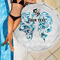 Queensland Maori Kiwi Personalised Beach Blanket Ma Kakariki Papua Shell Maori Tribal Tattoo