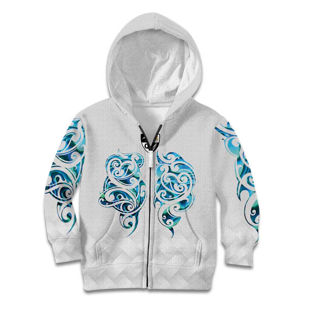 Queensland Maori Kiwi Personalised Kid Hoodie Ma Kakariki Papua Shell Maori Tribal Tattoo