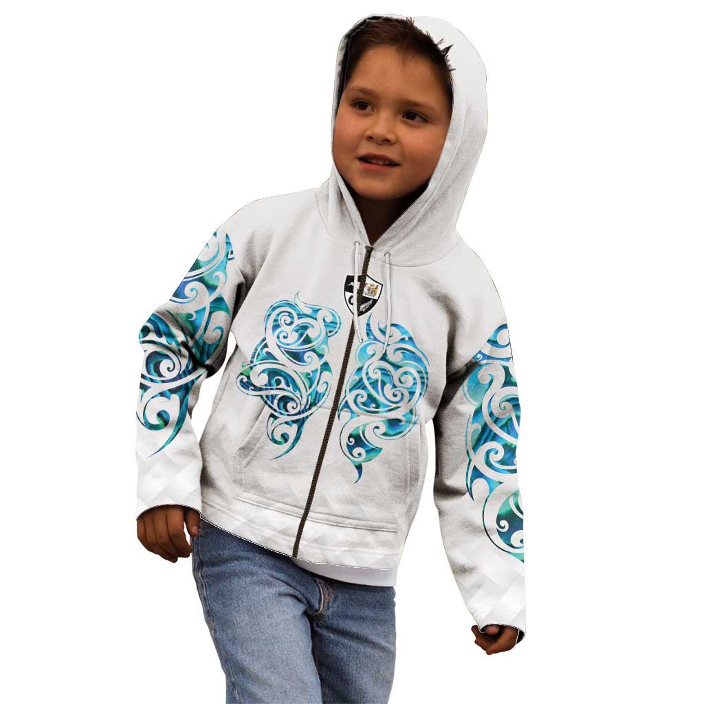 Queensland Maori Kiwi Personalised Kid Hoodie Ma Kakariki Papua Shell Maori Tribal Tattoo