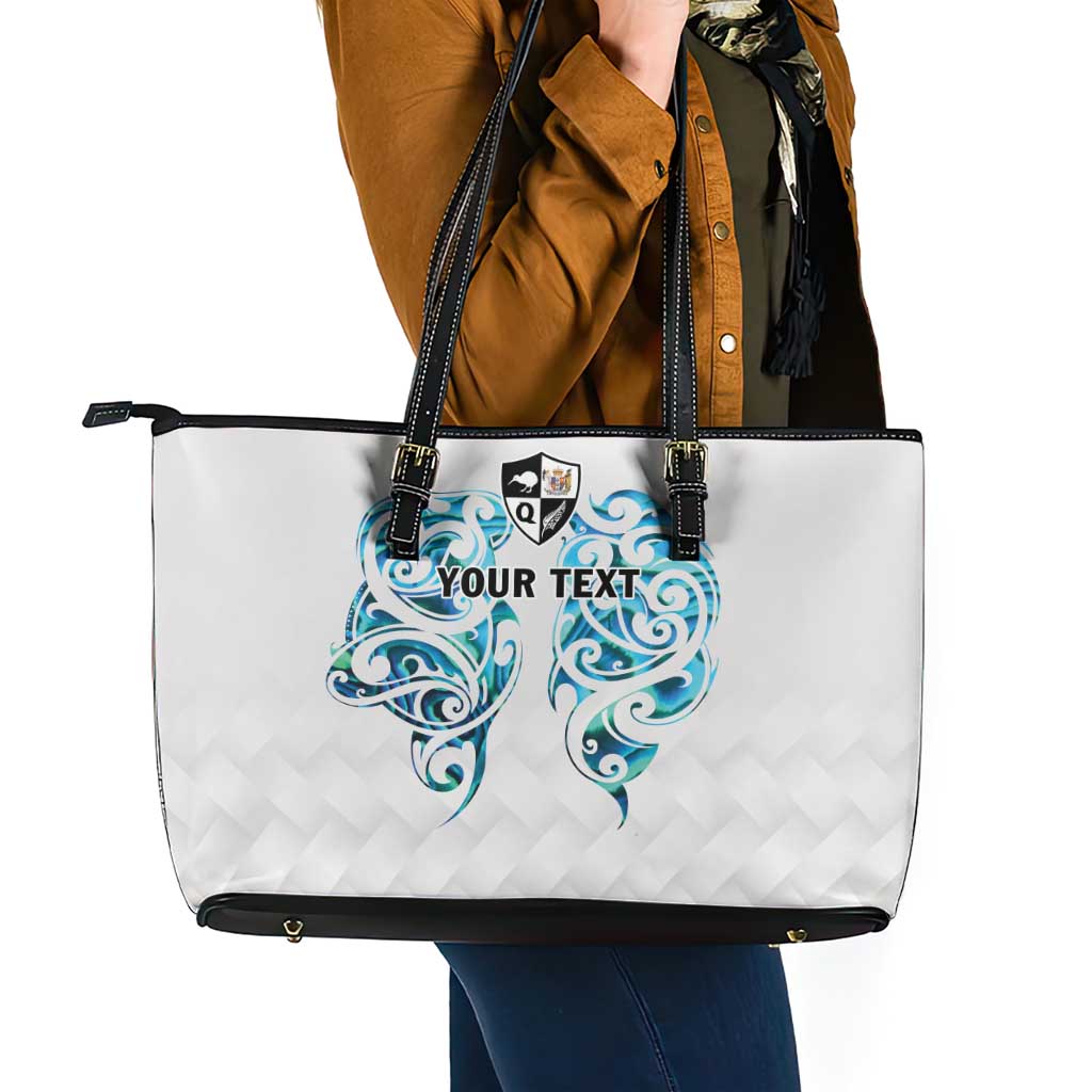 Queensland Maori Kiwi Personalised Leather Tote Bag Ma Kakariki Papua Shell Maori Tribal Tattoo