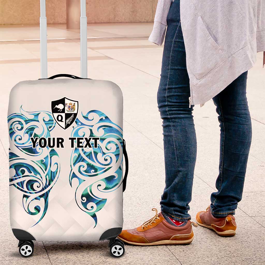 Queensland Maori Kiwi Personalised Luggage Cover Ma Kakariki Papua Shell Maori Tribal Tattoo LT9 White - Polynesian Pride