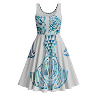 Queensland Maori Kiwi Personalised Midi Dress Ma Kakariki Papua Shell Maori Tribal Tattoo - Polynesian Pride