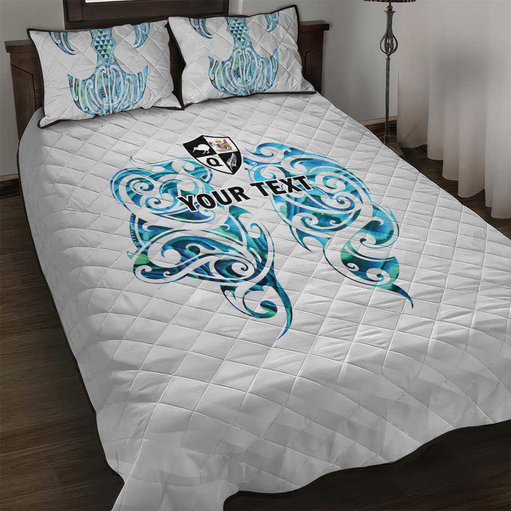 Queensland Maori Kiwi Personalised Quilt Bed Set Ma Kakariki Papua Shell Maori Tribal Tattoo LT9 White - Polynesian Pride