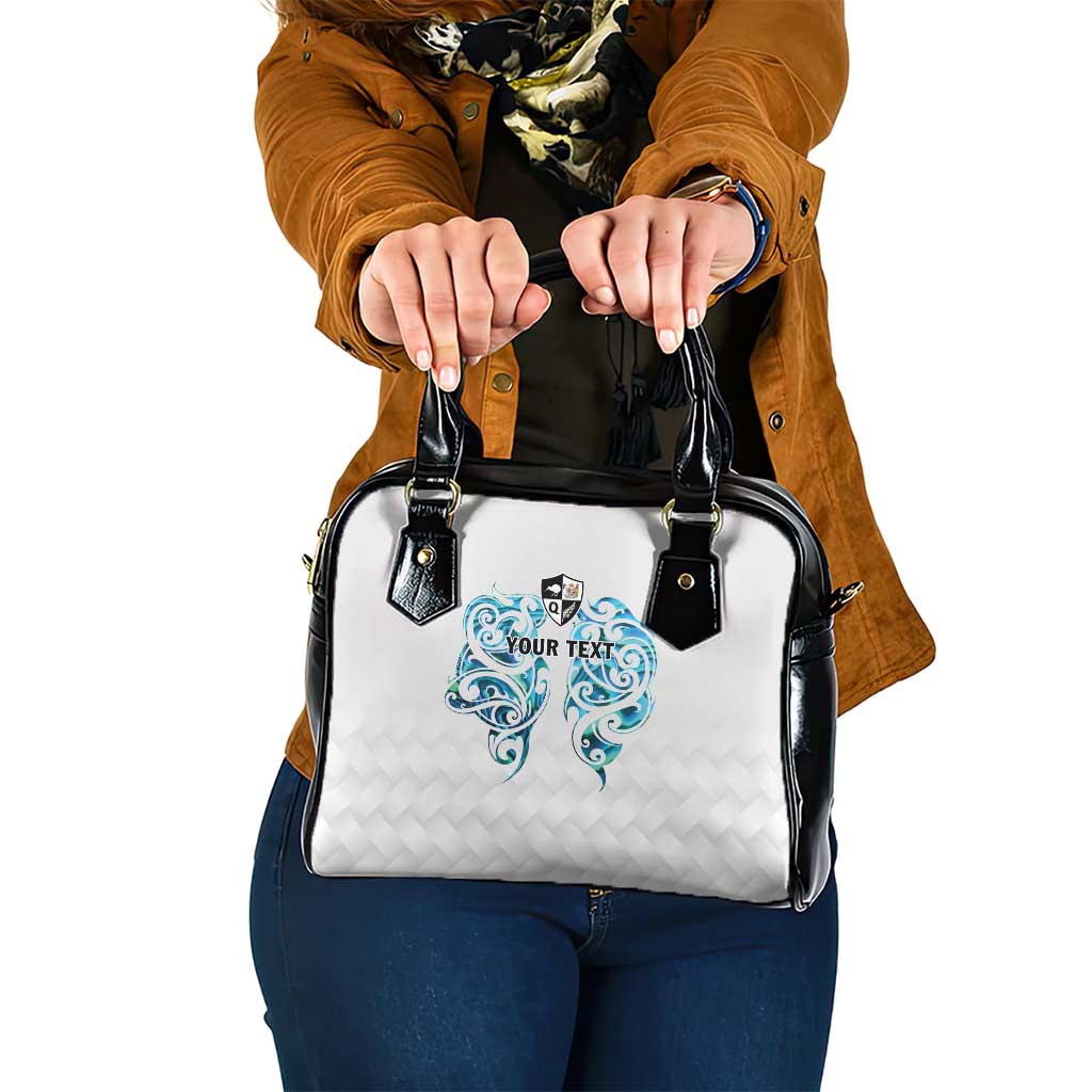 Queensland Maori Kiwi Personalised Shoulder Handbag Ma Kakariki Papua Shell Maori Tribal Tattoo LT9 One Size White - Polynesian Pride