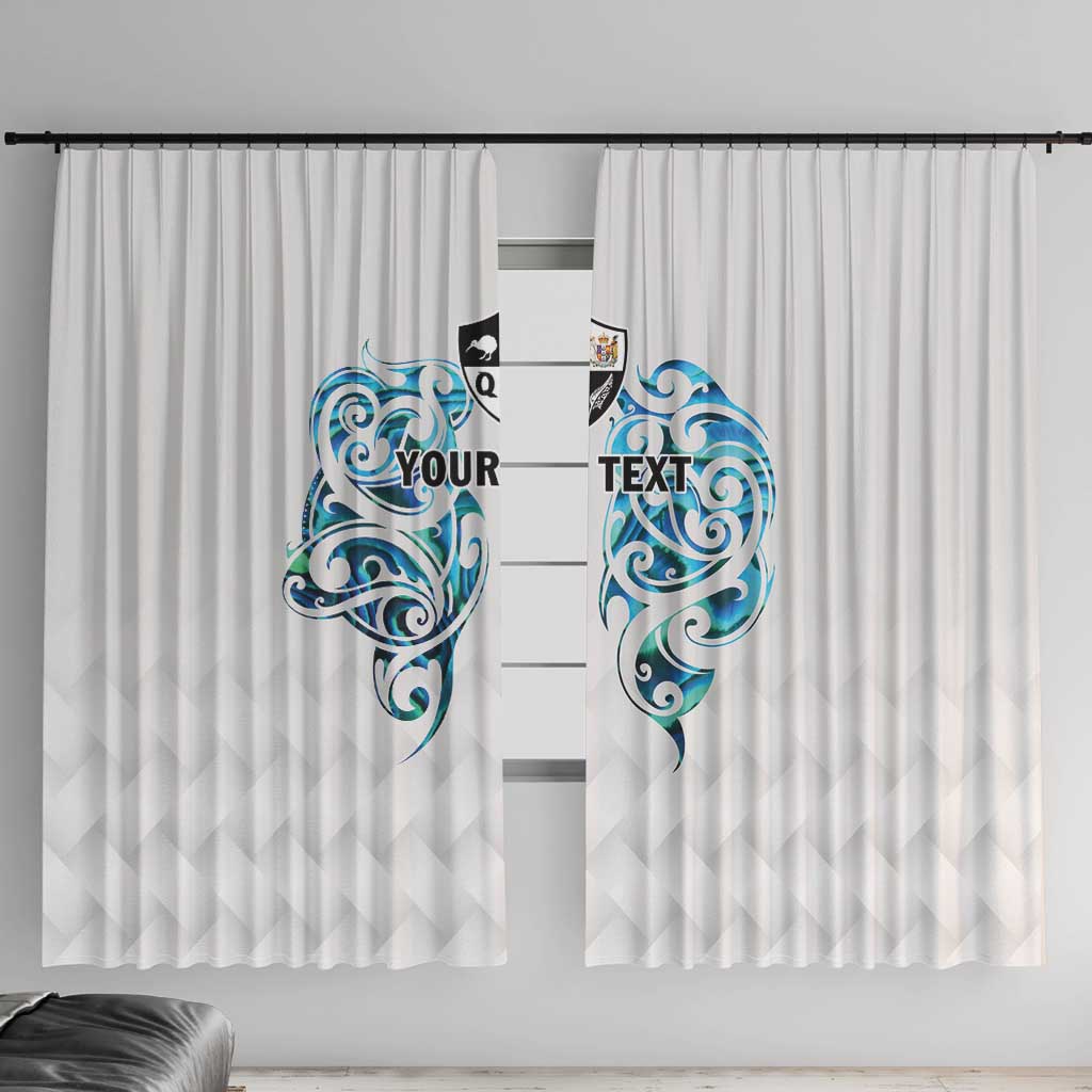 Queensland Maori Kiwi Personalised Window Curtain Ma Kakariki Papua Shell Maori Tribal Tattoo LT9 With Hooks White - Polynesian Pride