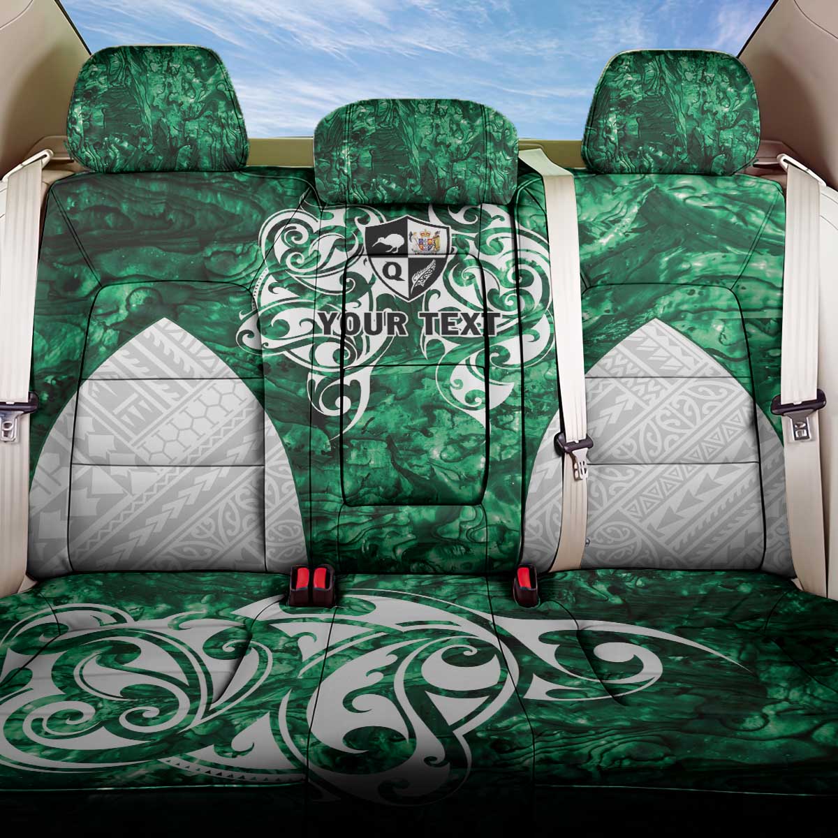 Queensland Maori Kiwi Personalised Back Car Seat Cover Kikirangi Papua Shell Maori Tribal Tattoo