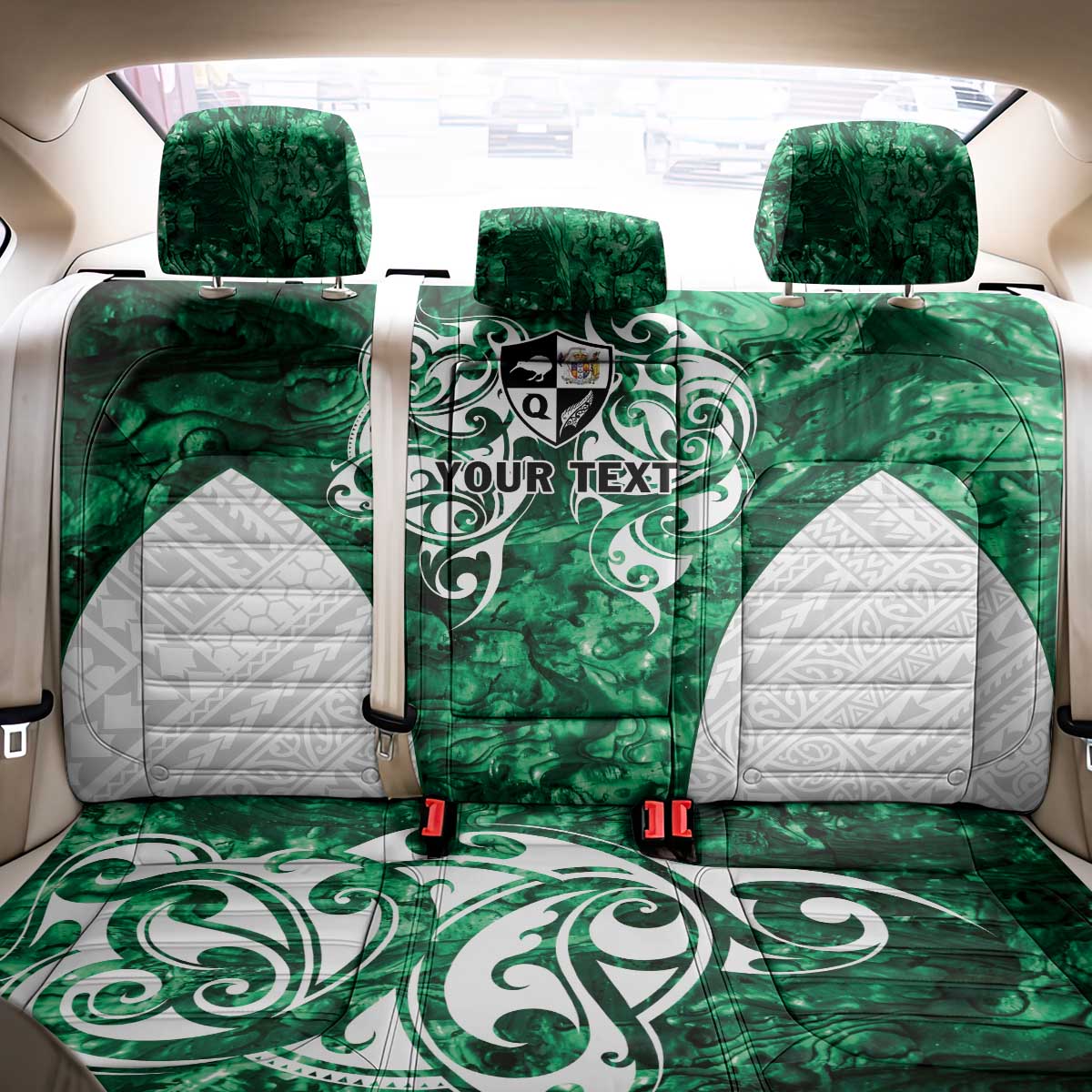 Queensland Maori Kiwi Personalised Back Car Seat Cover Kikirangi Papua Shell Maori Tribal Tattoo