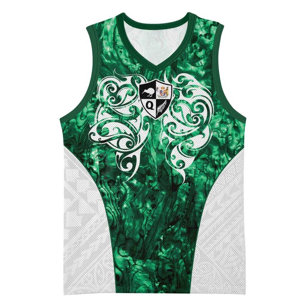 Queensland Maori Kiwi Personalised Basketball Jersey Kikirangi Papua Shell Maori Tribal Tattoo - Polynesian Pride