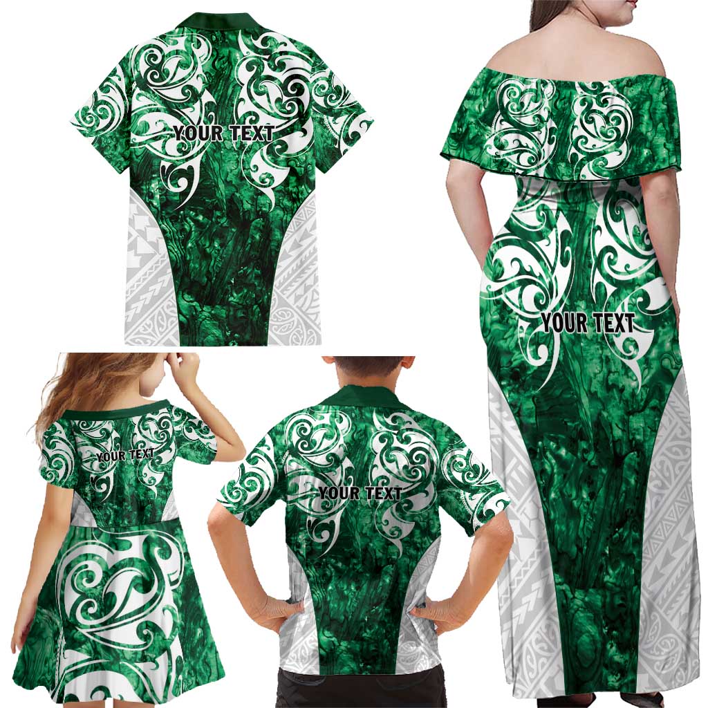 Queensland Maori Kiwi Personalised Family Matching Off Shoulder Maxi Dress and Hawaiian Shirt Kikirangi Papua Shell Maori Tribal Tattoo