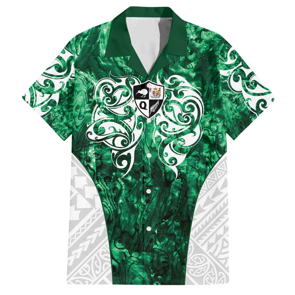 Queensland Maori Kiwi Personalised Family Matching Summer Maxi Dress and Hawaiian Shirt Kikirangi Papua Shell Maori Tribal Tattoo LT9 Dad's Shirt - Short Sleeve Green - Polynesian Pride