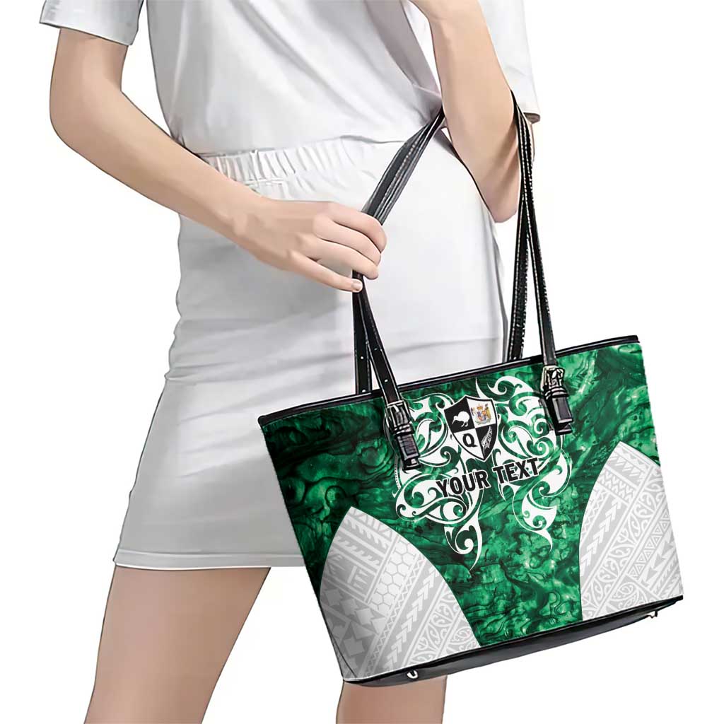 Queensland Maori Kiwi Personalised Leather Tote Bag Kikirangi Papua Shell Maori Tribal Tattoo