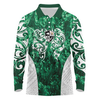 Queensland Maori Kiwi Personalised Long Sleeve Polo Shirt Kikirangi Papua Shell Maori Tribal Tattoo