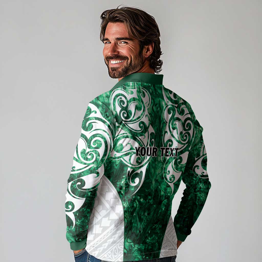 Queensland Maori Kiwi Personalised Long Sleeve Polo Shirt Kikirangi Papua Shell Maori Tribal Tattoo
