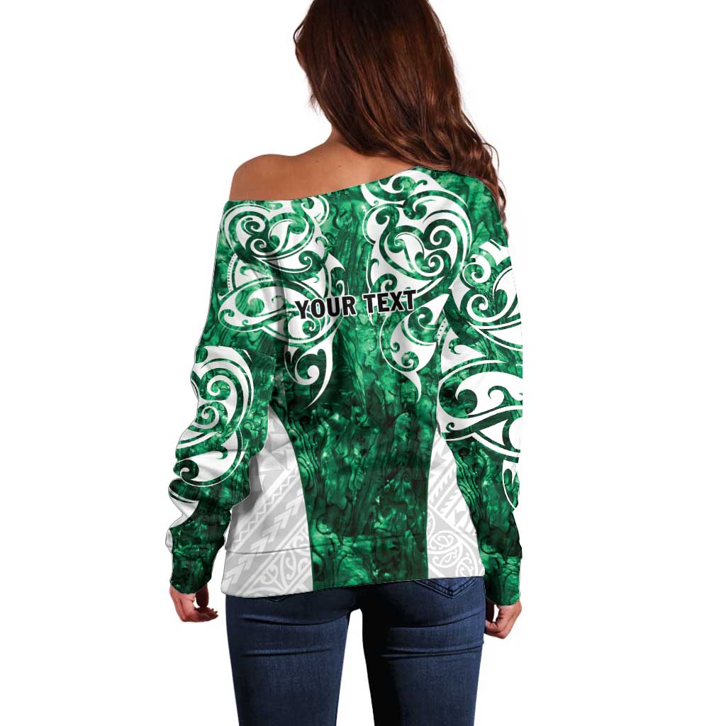 Queensland Maori Kiwi Personalised Off Shoulder Sweater Kikirangi Papua Shell Maori Tribal Tattoo