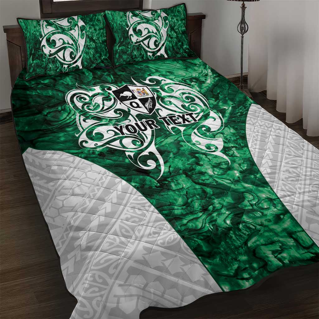Queensland Maori Kiwi Personalised Quilt Bed Set Kikirangi Papua Shell Maori Tribal Tattoo LT9 Green - Polynesian Pride