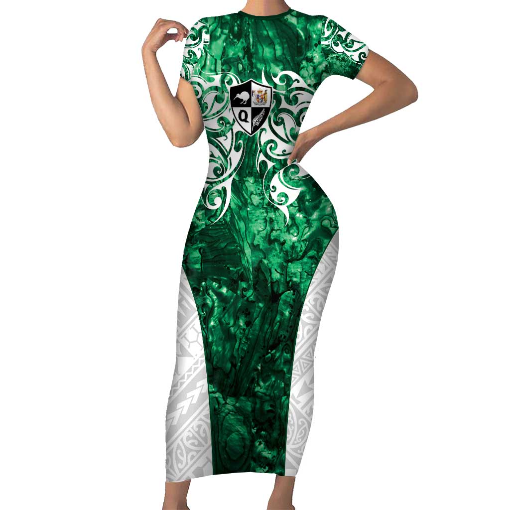 Queensland Maori Kiwi Personalised Short Sleeve Bodycon Dress Kikirangi Papua Shell Maori Tribal Tattoo
