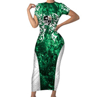 Queensland Maori Kiwi Personalised Short Sleeve Bodycon Dress Kikirangi Papua Shell Maori Tribal Tattoo