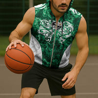 Queensland Maori Kiwi Personalised Sleeveless Zip Hoodie Kikirangi Papua Shell Maori Tribal Tattoo - Polynesian Pride