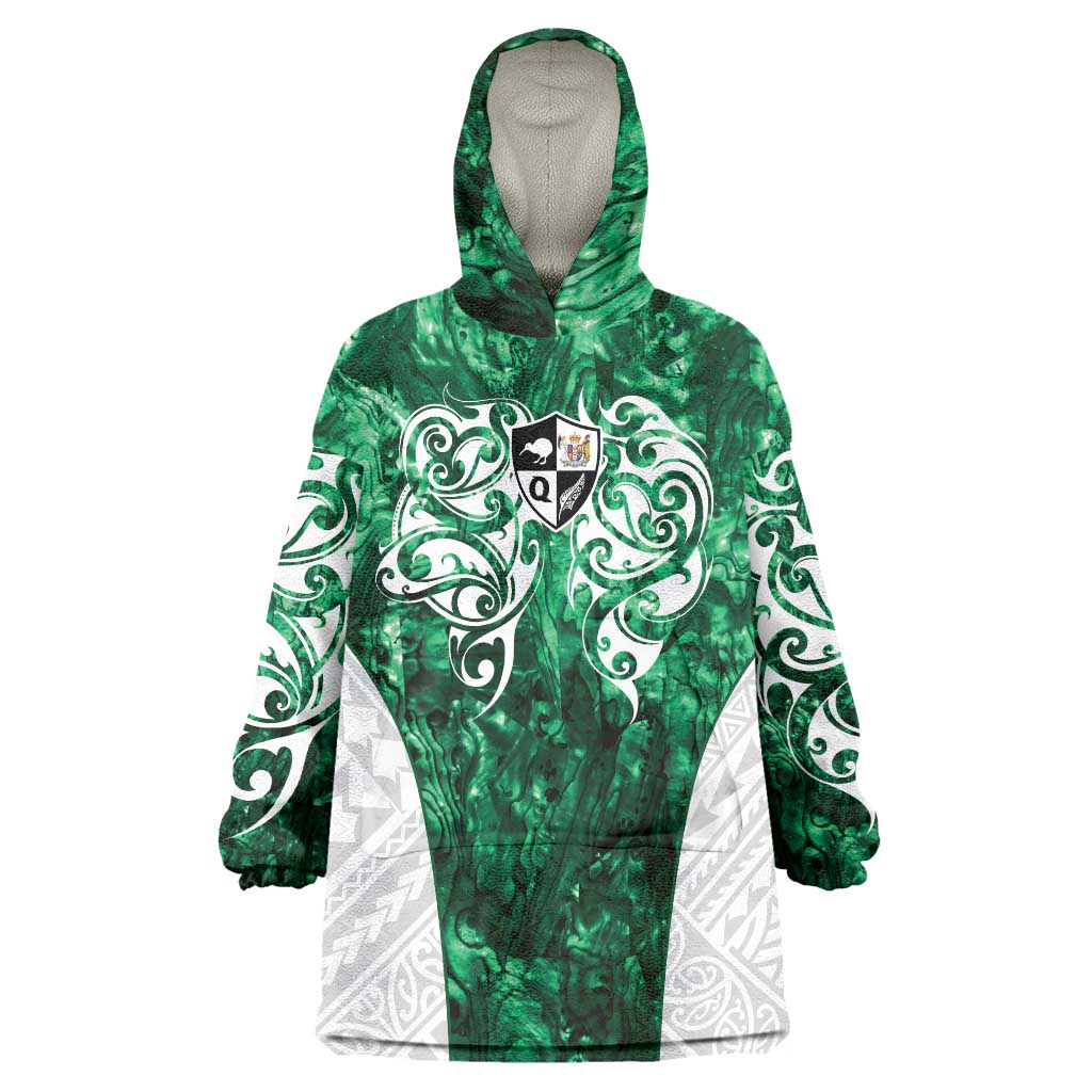 Queensland Maori Kiwi Personalised Wearable Blanket Hoodie Kikirangi Papua Shell Maori Tribal Tattoo LT9 One Size Green - Polynesian Pride