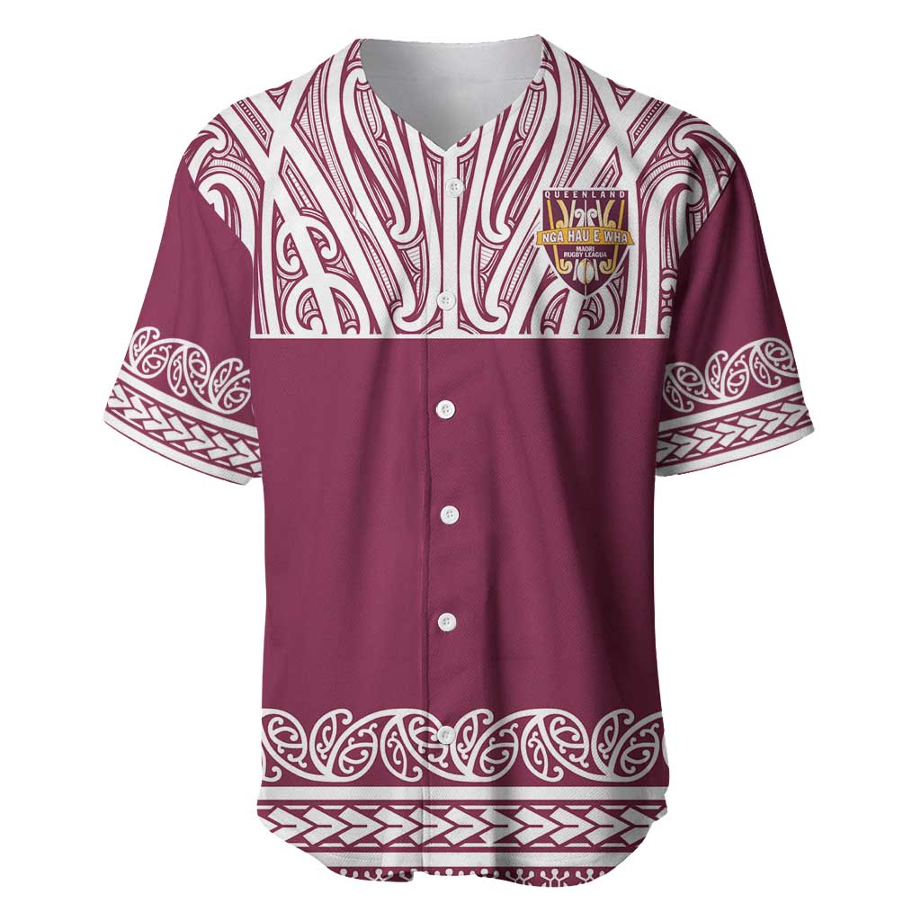 Queensland Maori Nga Hau E Wha Custom Baseball Jersey Polynesian Maori Tribal Pattern